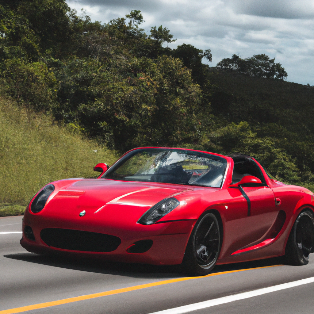 Carro esportivo vermelho em estrada brasileira