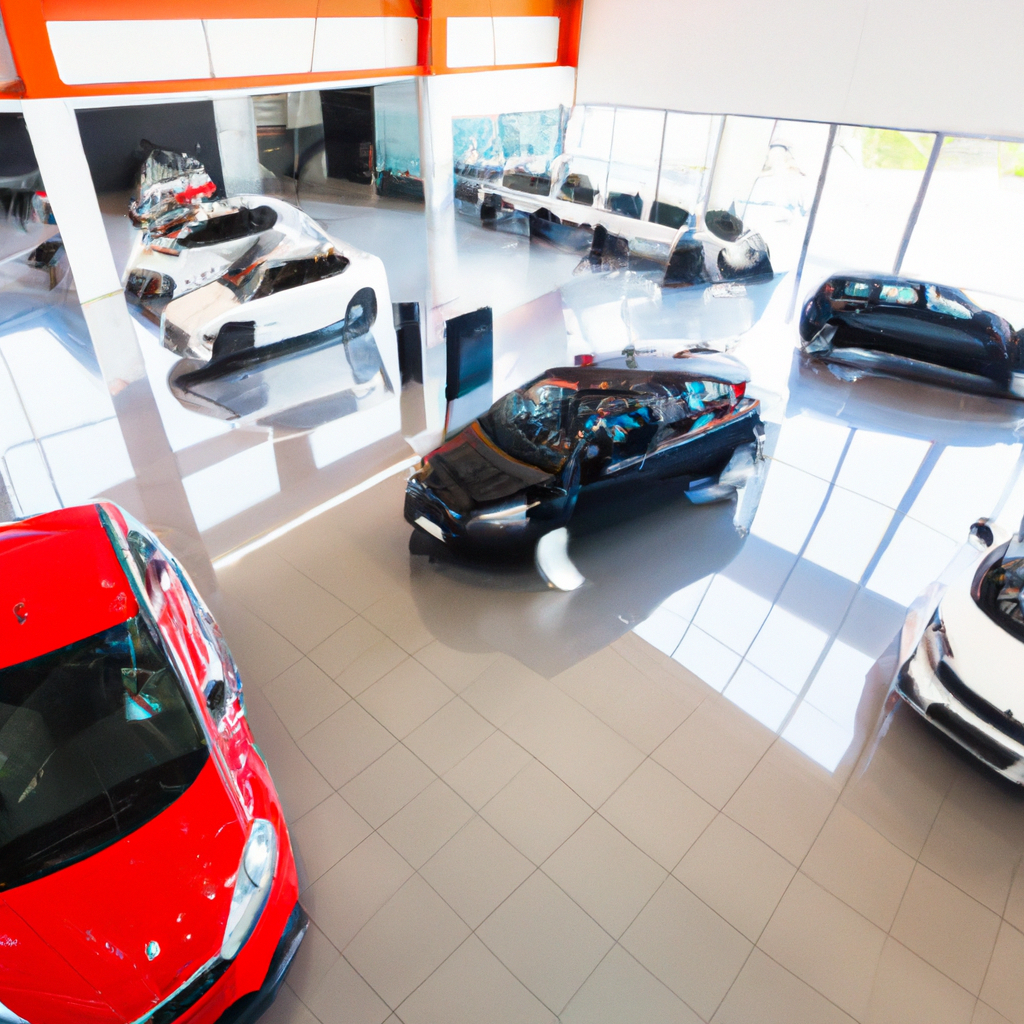 Showroom moderno de concessionária de carros no Brasil