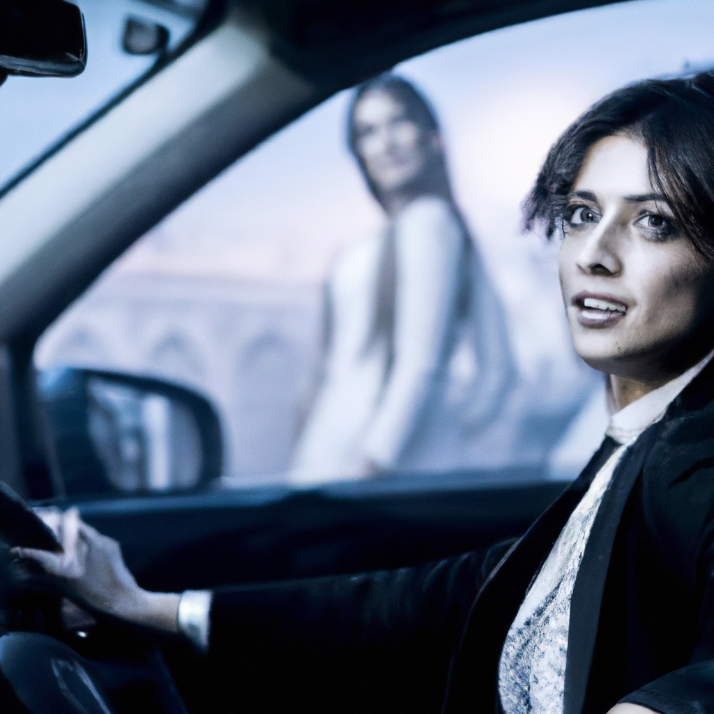 Cliente mulher sorrindo durante test drive